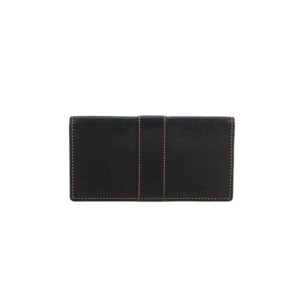 Coach Womens Leather Bi-Fold Checkbook Wallet Black